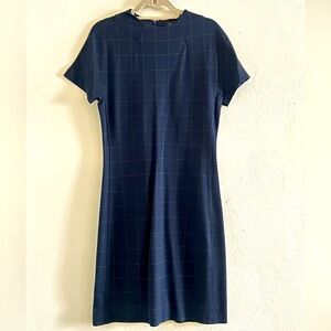 Elegant Navy Checkered Dress